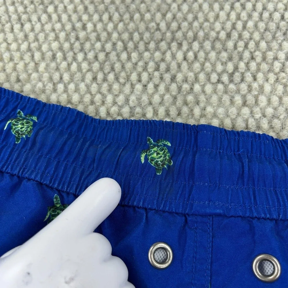 Polo Ralph Lauren Swim Trunks Men Medium Blue Turtle Print Board Shorts‎ 33